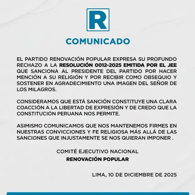  Comunicado de Renovación Popular 