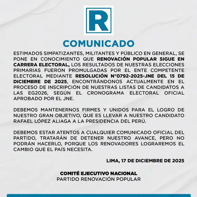  Comunicado de Renovación Popular   
