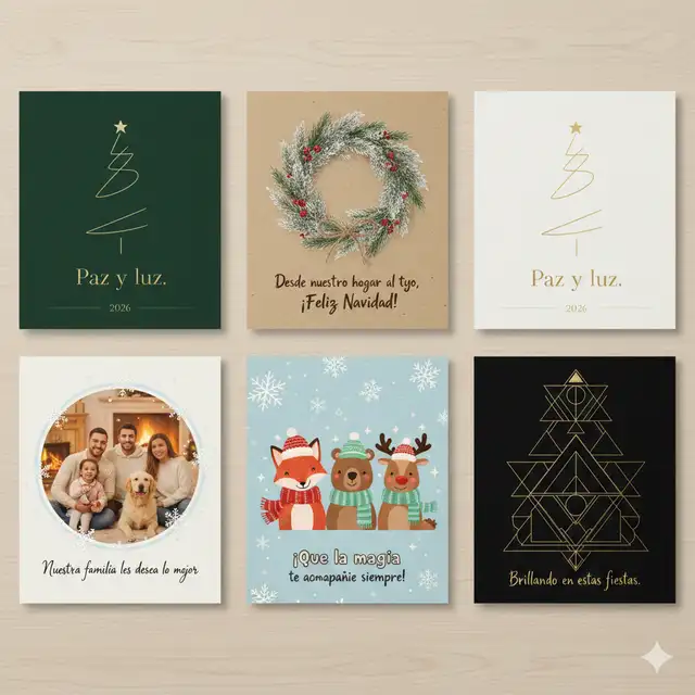 Ideas simples para tarjetas navideñas. Foto: Gemini 