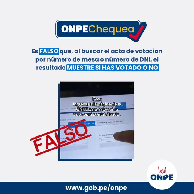 Mensaje de la ONPE a través de sus redes. Foto: ONPE   