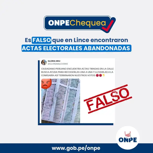 Publicación de la ONPE acerca de video viral. Foto: ONPE  