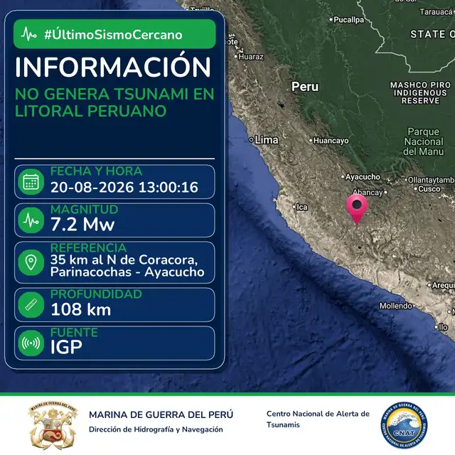 Sismo en Ayacucho no genera tsunami. Sismo en Ayacucho no genera tsunami.
