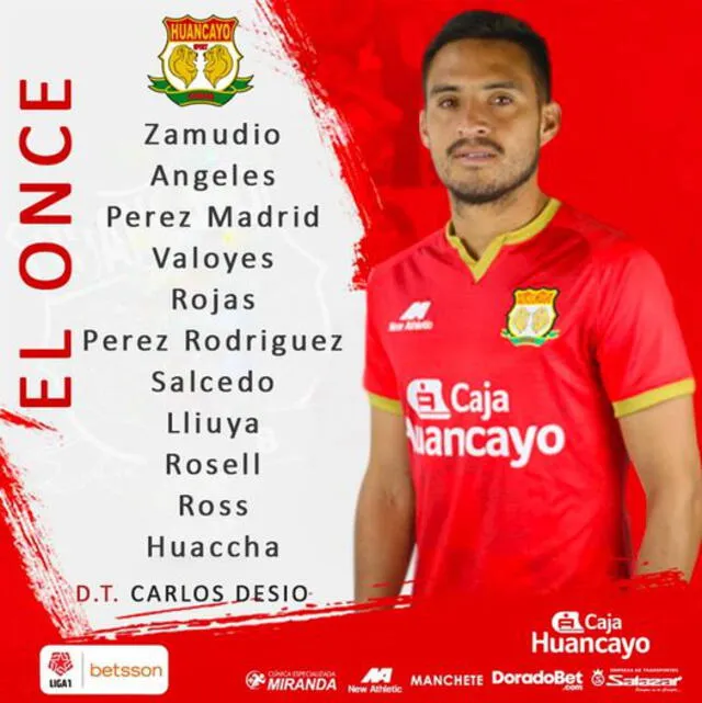 Equipo titular del Rojo Matador. Foto: Sport Huancayo