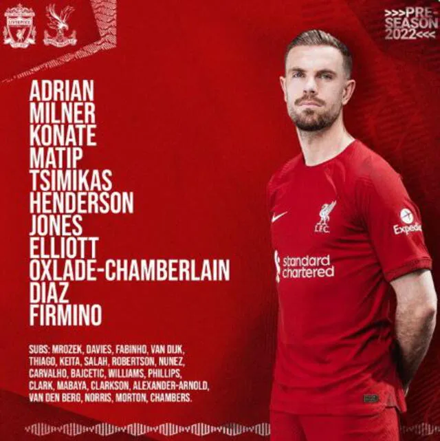 Alineación confirmada Liverpool