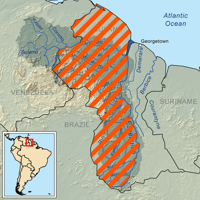  La zona conocida como Esequibo se mantiene en discordia por una disputa con Venezuela. Foto: composición LR/Wikimedia commons    