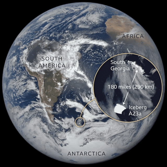  El iceberg más grande del mundo es visible desde el espacio. Foto: NASA   