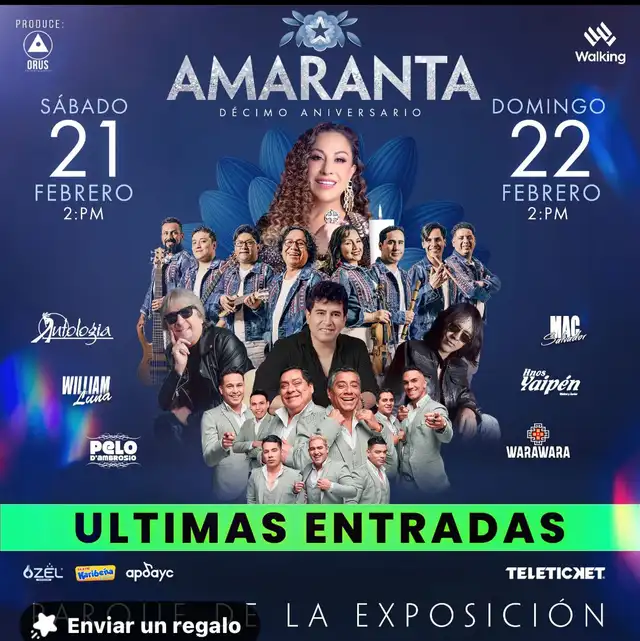 Los conciertos de Amaranta contarán con la participación de destacados artistas invitados como Hermanos Yaipén, Antología, William Luna, Pelo D’Ambrosio y más. Foto: difusión.   