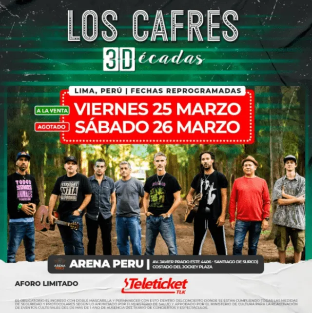 La banda argentina se presentará este 25 y 26 de marzo en Perú. Foto: Teleticket