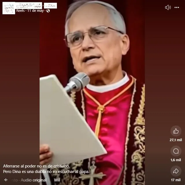 <em>Desinformación sobre el papa León XIV. Foto: captura de Facebook</em>   