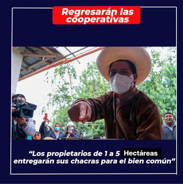 Publicación viral presenta una declaración falsa del candidato Pedro Castillo. Foto: captura en Facebook