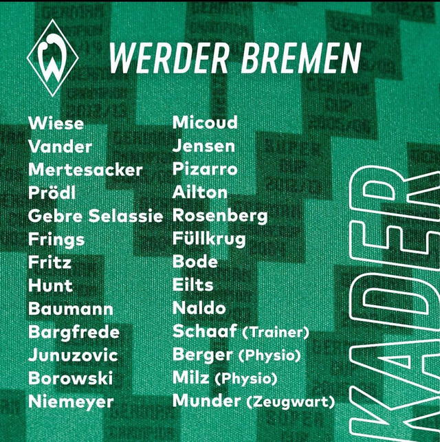 Listas de convocados para el partido despedida de Claudio Pizarro. Foto: Werder Bremen