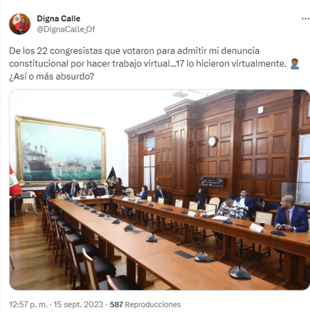 Digna Calle se pronunció a través de sus redes sociales. Foto: captura Twitter. 