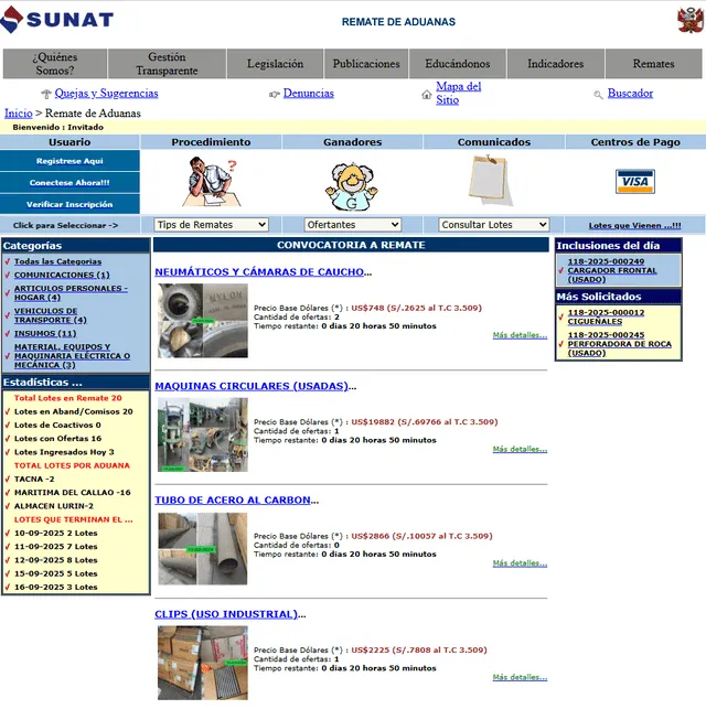 Sunat, remate sunat, Aduanas Sunat, remate sunat, Aduanas
