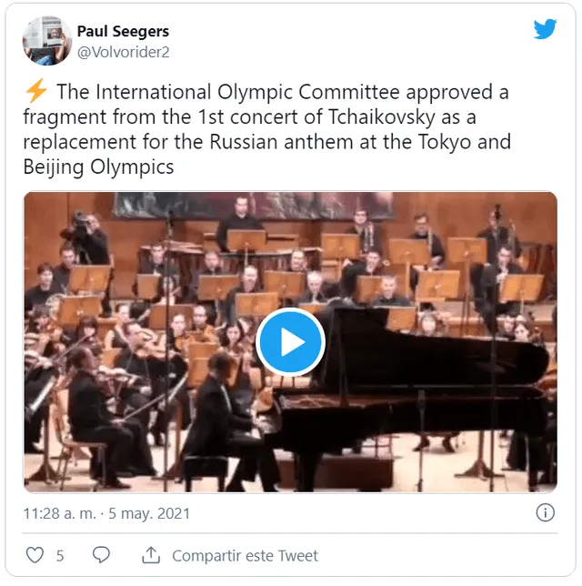Concierto para piano n.º 1 de Chaikovski en los Juegos Olímpicos Tokio. Foto: Twitter