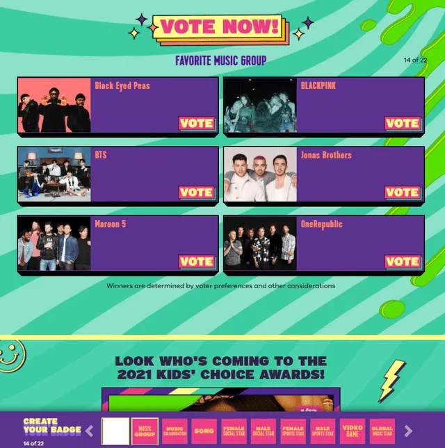 Paso 3 de cómo votar en los Kids' CHoice Awards. Foto: Nickelodeon