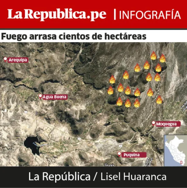 Incendio forestal arrasó con pastos naturales en Moquegua y Arequipa [VIDEO]