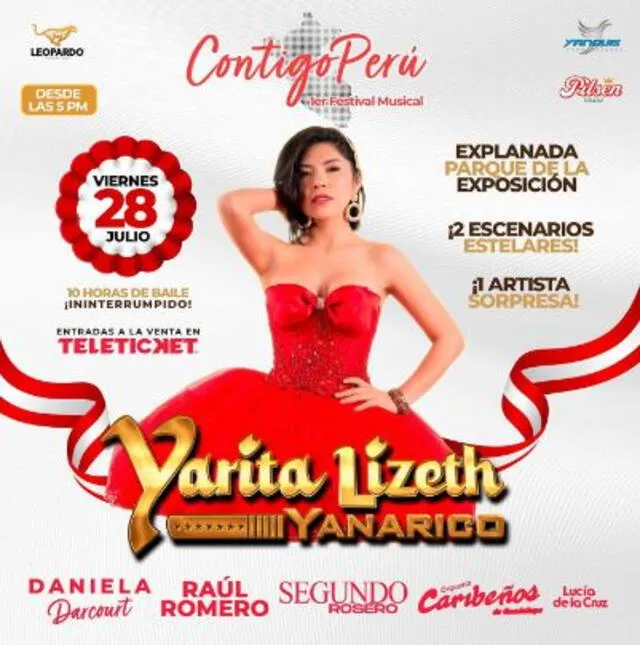  Afiche del concierto de Yarita Lizeth. Foto: difusión    