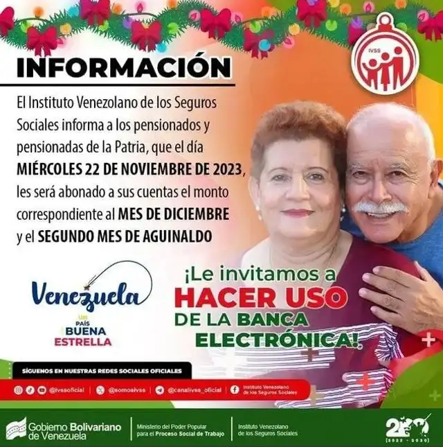 Mira la fecha del próximo pago de la pensión IVSS. Foto: X/Somosivss Mira la fecha del próximo pago de la pensión IVSS. Foto: X/Somosivss