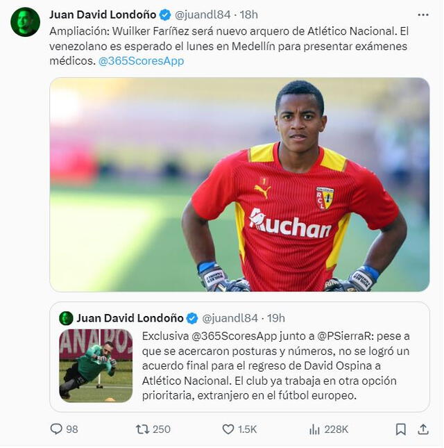 Wuilker Fariñez se habría desvinculado del RC Lens de Francia. Foto: Juan David Londoño   