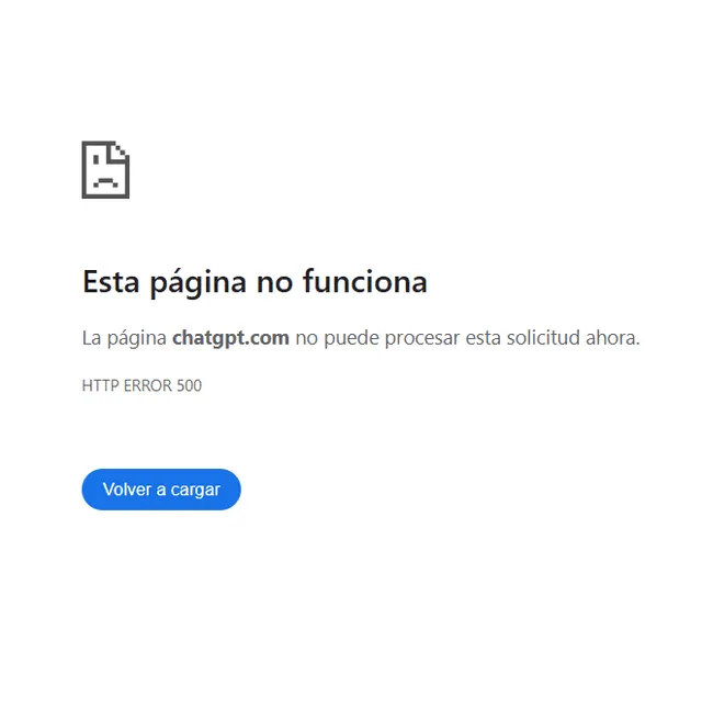 ChatGPT no funciona actualmente. Foto: captura ChatGPT no funciona actualmente. Foto: captura