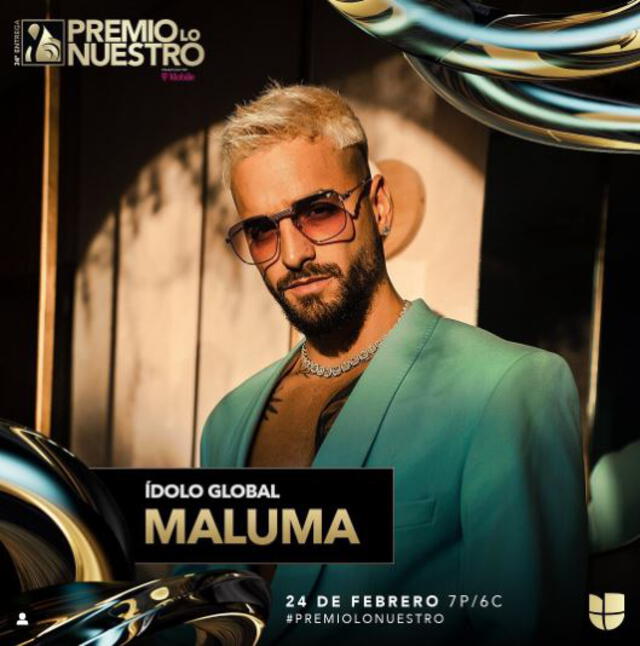 Maluma recibirá el galardón 'Ídolo global' que entrega la 34 edición del Premio Lo Nuestro. Foto: Instagram