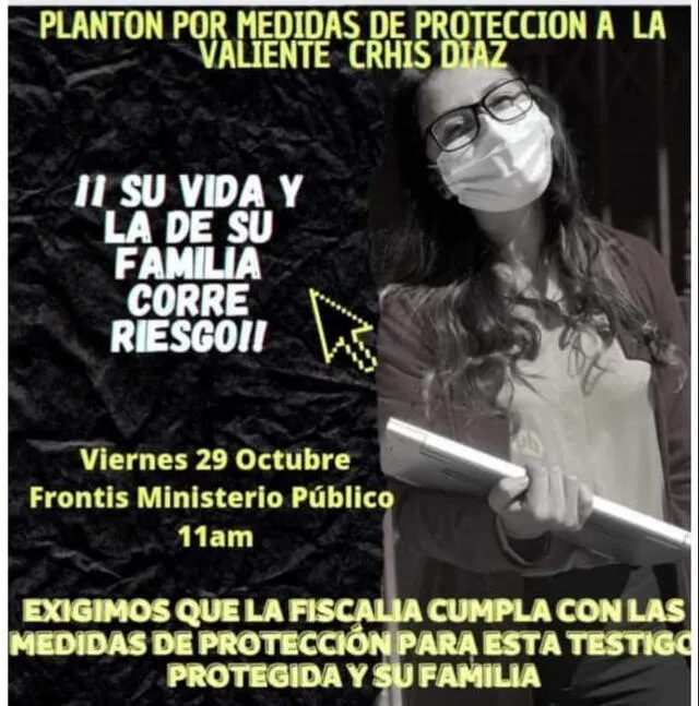 Afiche de plantón en apoyo a consejera Díaz Montoya. Foto: difusión.