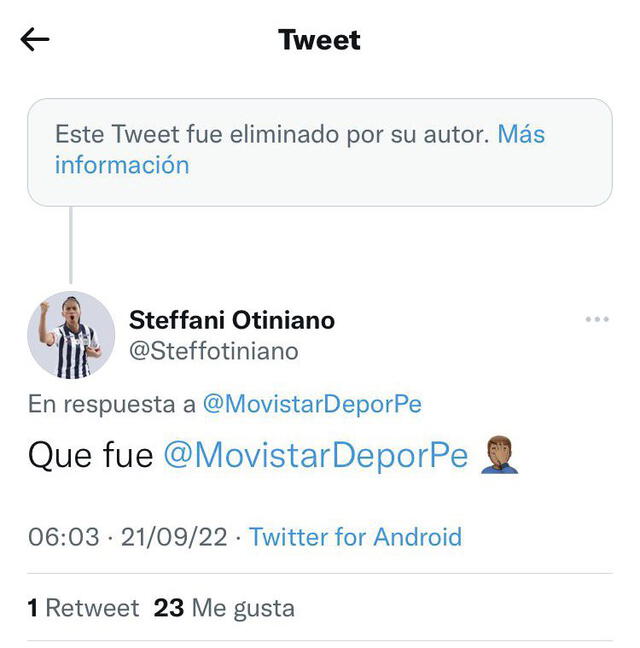 Steffani Otiniano respondió. Foto: Twitter