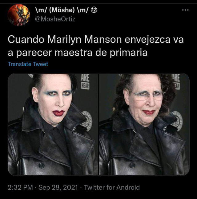 Usuarios se burlan de imagen de Marilyn Manson. Foto: Twitter