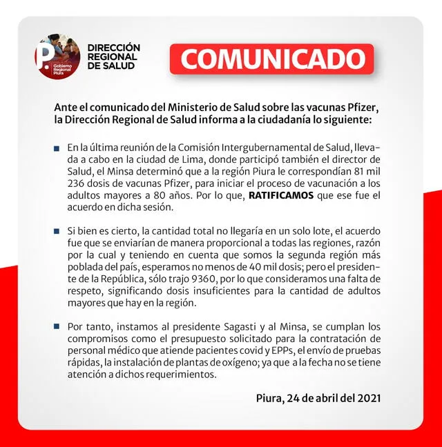 Comunicado Gore Piura
