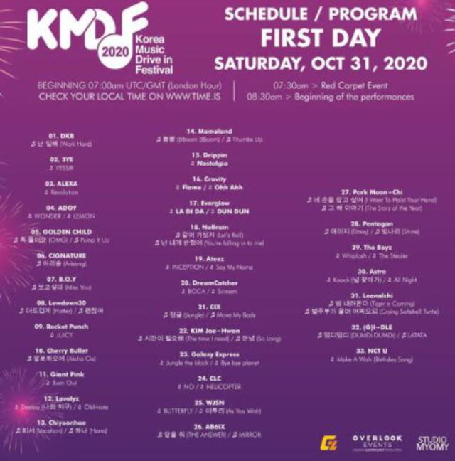 KMDF: Lineup del primer día de concierto. Foto: overlook