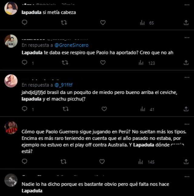 Comentarios de los usuarios sobre Lapadula. <strong>Foto: captura Twitter</strong>   