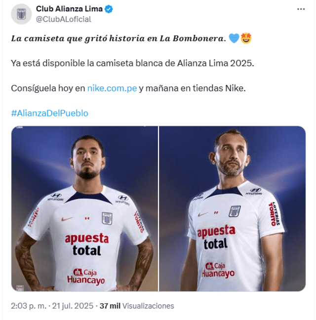 Alianza Lima hizo el anuncio de su camiseta. Foto: vía X   