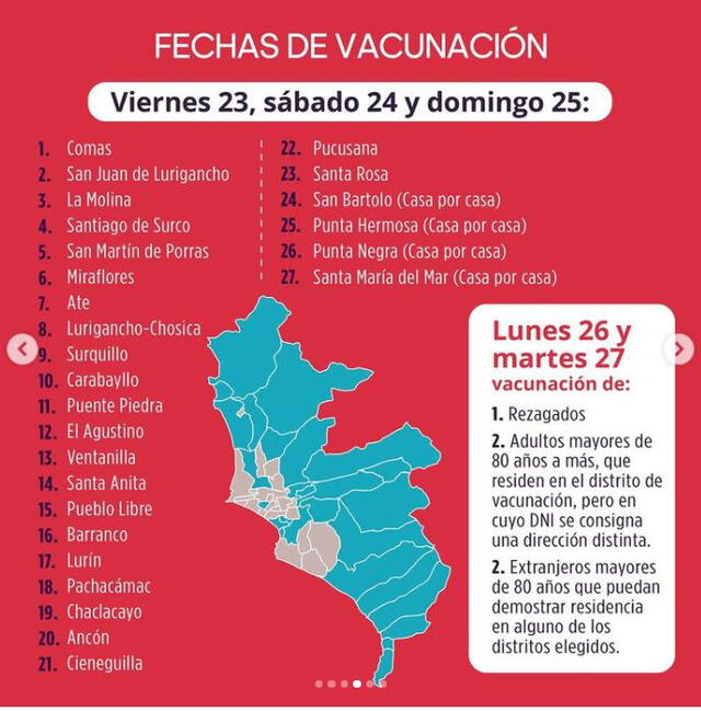 Minsa incluyó a otros 27 distritos para culminar vacunación de mayores de 80 años. Foto: difusión
