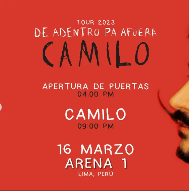 Camilo cantará en Lima esta noche. Foto: Masterlive Perú   