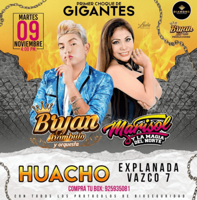 Bryan Arámbulo se presentará junto a Marisol en aniversario de Huacho. Foto: Bryan Arámbulo/Facebook.