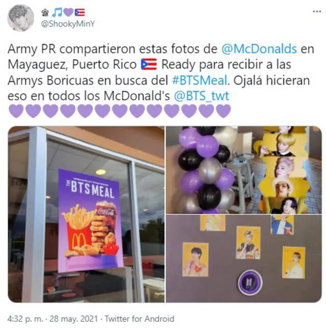 BTS Meal: local decorado en Puerto Rico. Foto: Twitter
