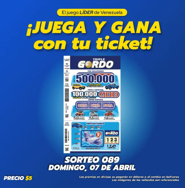 Imagen de la página que promociona el sorteo del domingo 7 de abril. Foto: Triple Gordo