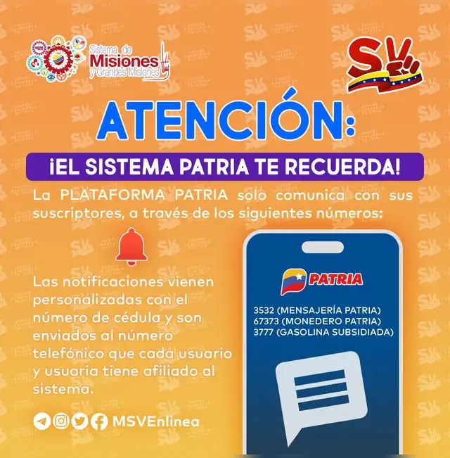  La plataforma Patria te informará que recibiste el Bono Parto Humanizado a través de un mensaje de texto.<strong> </strong>Foto: Carnet de la Patria   