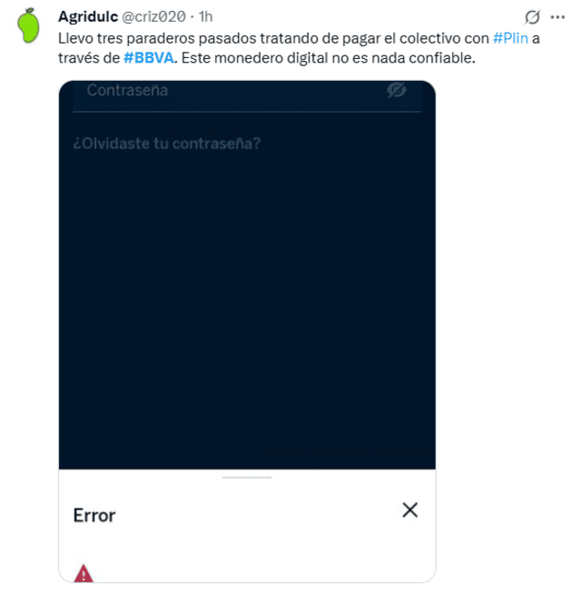 Usuarios reportaron fallas al ingresar al app móvil del BBVA. Foto: X.    