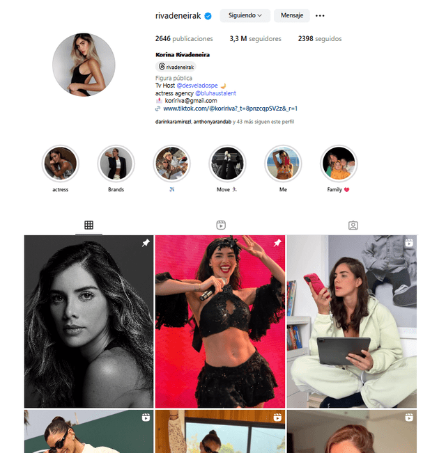 Korina Rivadeneira activó su cuenta de Instagram. Foto: difusión   