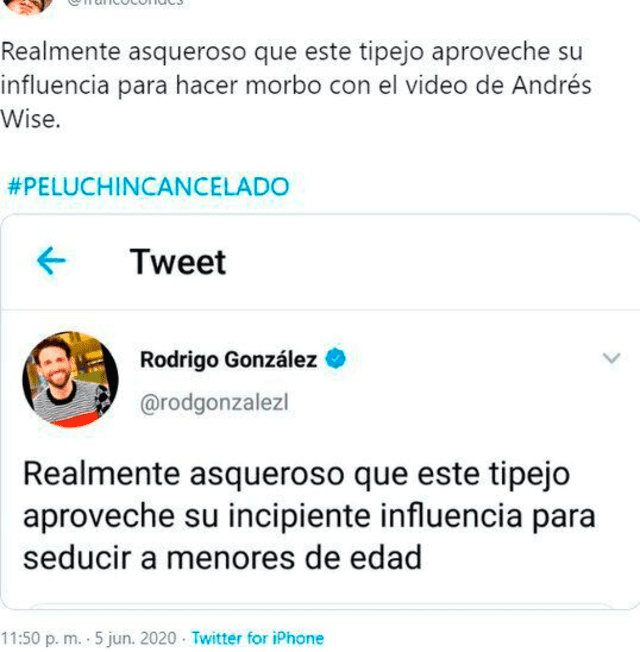 Usuarios arremeten contra Rodrigo González por difundir video de Andrés Wiese.