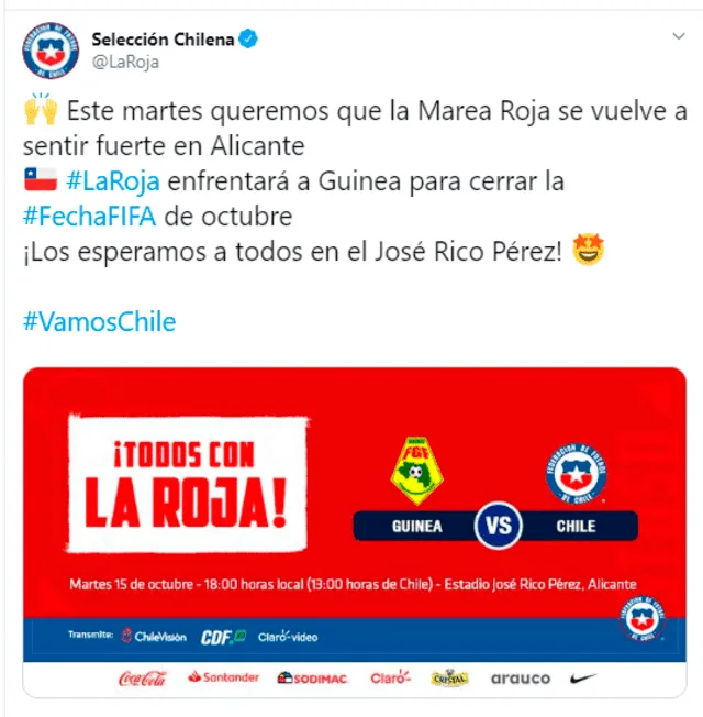 Chile vs Guinea EN VIVO por el amistoso internacional