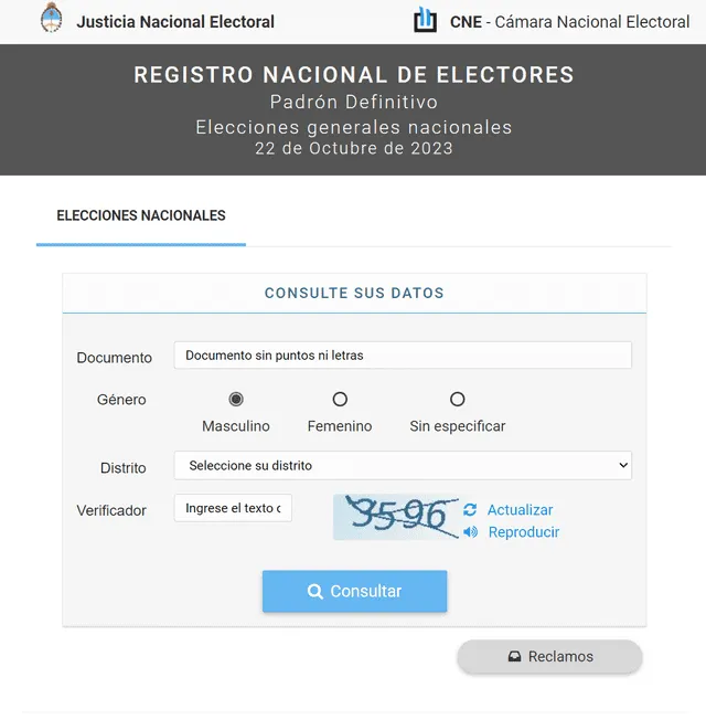 El domingo 22 de octubre, millones de argentinos acudirán a las urnas para decidir a su futiro presidente. Foto captura de pantalla/Justicia Nacional Electoral    