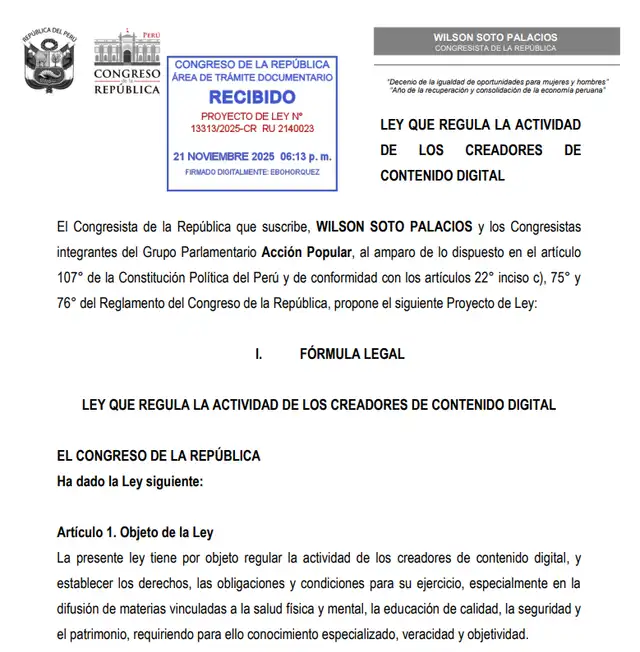 Proyecto de ley Wilson Soto. Proyecto de ley Wilson Soto.