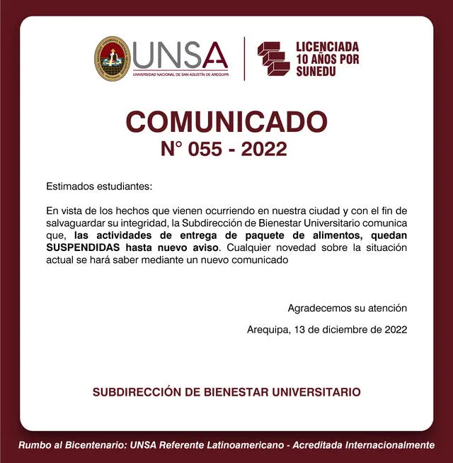 Comunicado UNSA