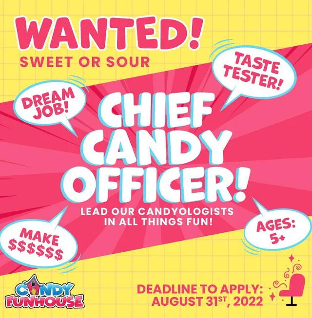 La empresa Candy FunHouse ha lanzado una propuesta tentadora de trabajo que ha llamado la atención de miles. Foto: captura de Instagram/ @candyfunhouse