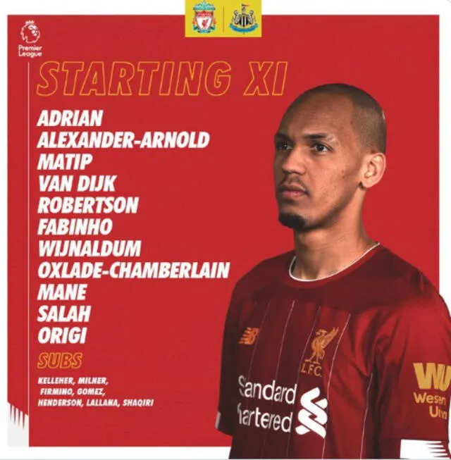 Liverpool vs Newcastle: alineación de los Reds