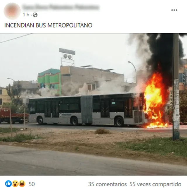 Fotografía viral sobre incendio de Metropolitano en el marco del paro de transportistas.