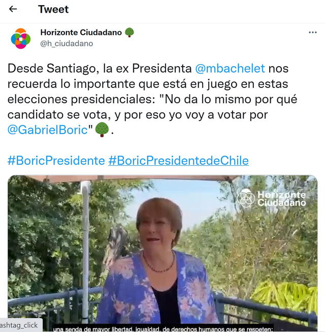 Michelle Bachelet apoya a Boric