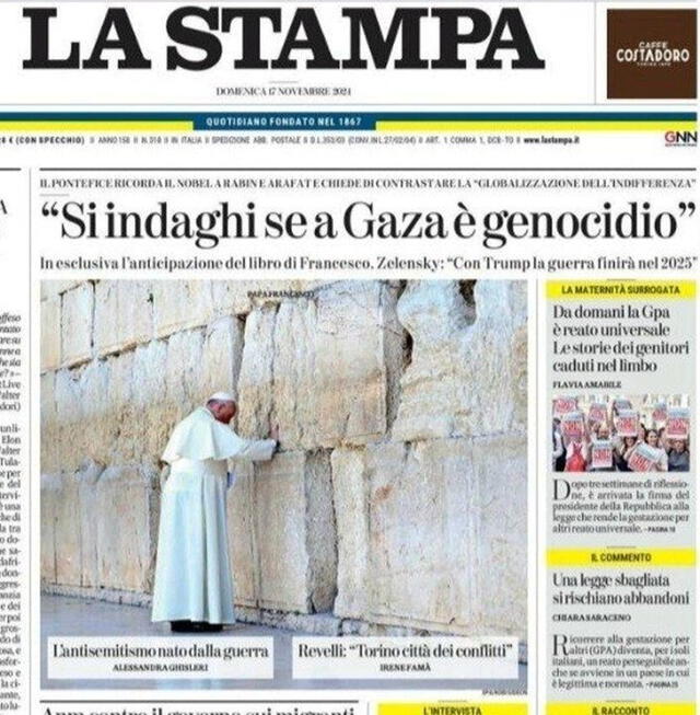  Portada del diario La Stampa. Foto: Captura   